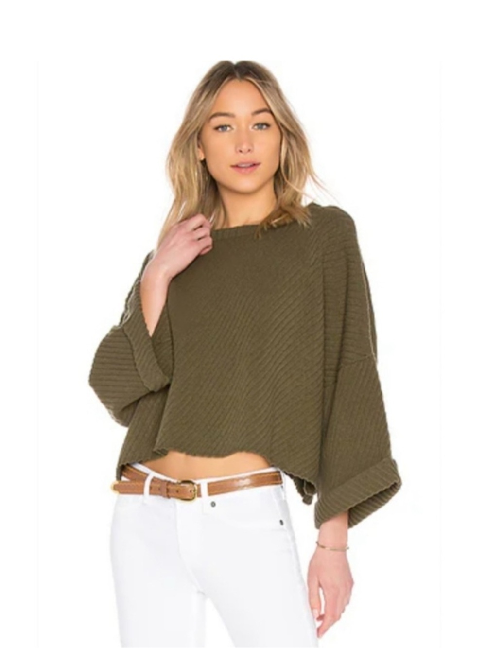 Free People “I Can’t Wait” Sweater Moss Green Oversized Cropped Boho
Women S - Picture 2 of 7